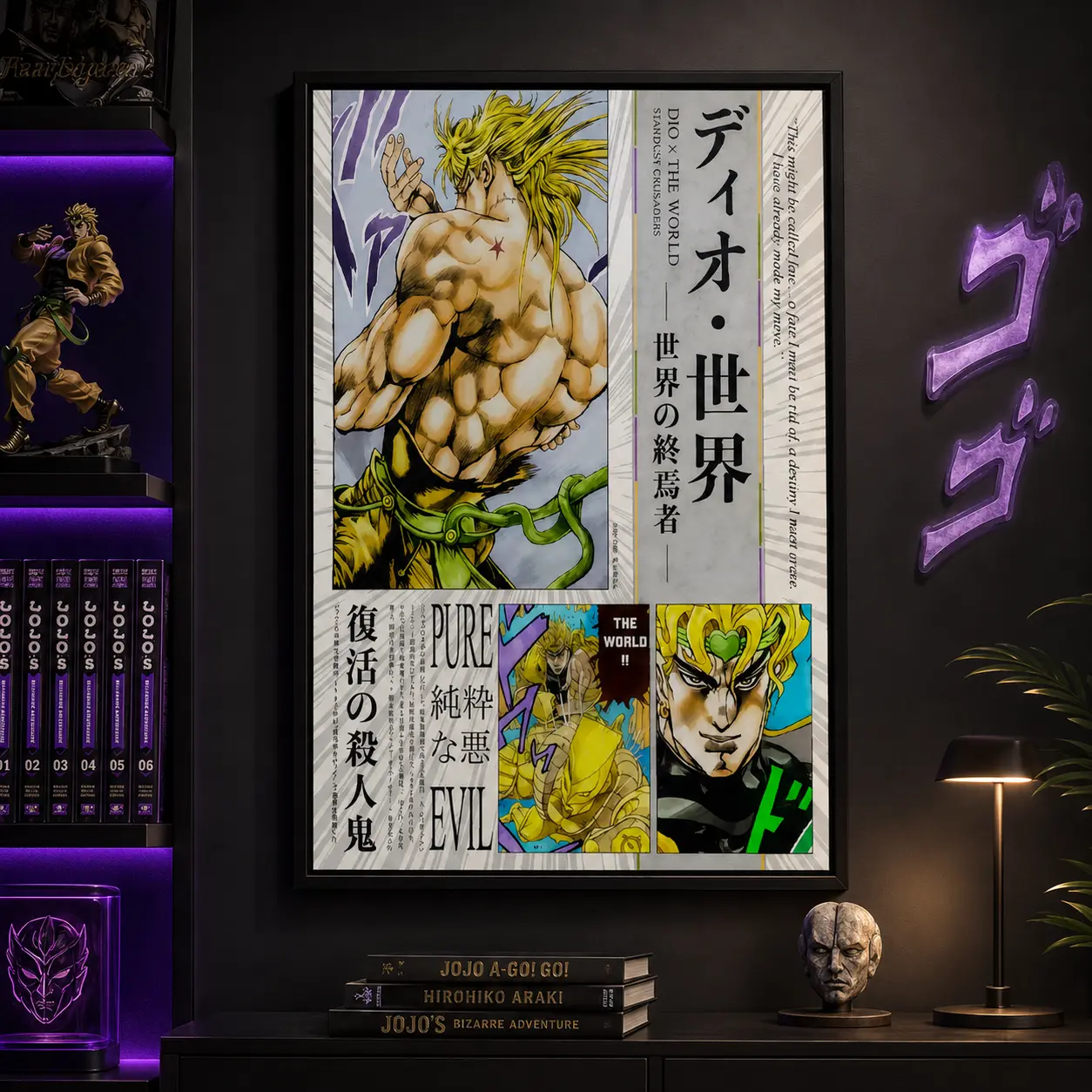 Jojo's Bizarre Adventure Manga Poster Print, JJBA Anime DIO Brando Japanese ArtworkCanvas Poster Wall Decor, Room Decorations, Funky Home Decor,anime wall art,bedroom canvas poster