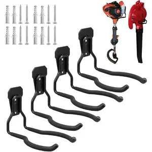 Garden Power Tool Hanger Garage Wall Hooks Weedeater Rack String Trimmer Hanger Utility Hooks for Garage Tool Organizers and Storage Black 4 Pcs