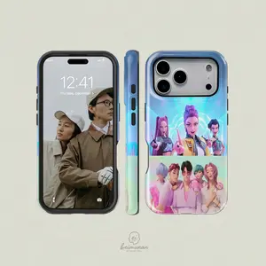 Blue Kpop Phone Case for Men & Women, Compatible with iPhone 11-17 Pro Max, Samsung Galaxy S25-S23 Ultra, Dual Protection Shockproof Cover, Accessories, Protector