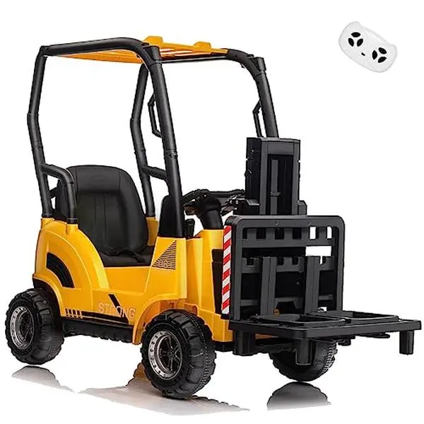 GARVEE 12V Ride-On Forklift for Ages 3-7: Indoor/Outdoor Fun, Realistic Design, Music, Speed Switch, 66lb Max Load, Remote Control - Available in Red or Yellow