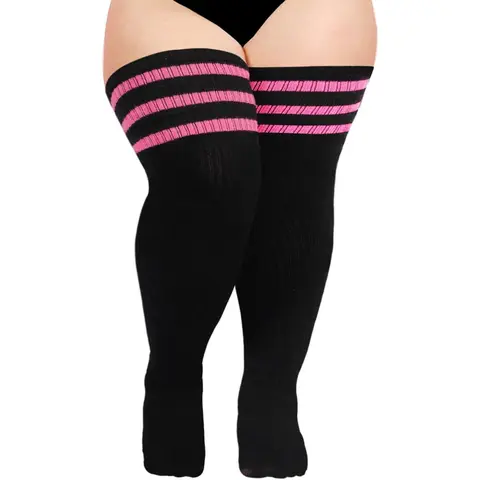 Women's Plus Size Fashion Spandex Knit Cotton Thigh High Socks for Thick Thighs - Rainbow, Love, Friends Clothes Accessory, Extra Long Over-the-Knee Leg Warmers for Halloween, Sports Use