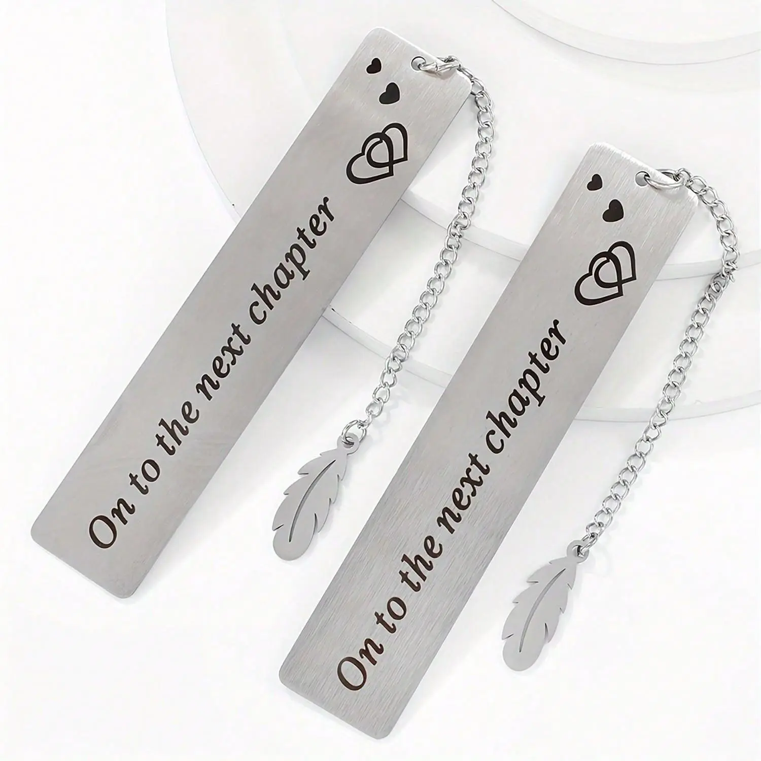 Stainless Steel Bookmark, Laser Engraved Bookmark with Feather Pendant, Creative Bookmark for Students & Teachers, Gift for Friend & Family