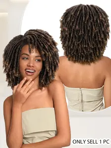 Dreadlock Wig Short Twist Braided Design Wigs for Black Women and Men Afro Curly Synthetic Wig Faux Locs Braided Crochet Hair Wigs Natural Looking Braids Synthetic Hair Piece