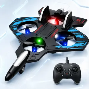 RC Fighter Jet Toy with LED Lights, Remote Control Airplane for Kids, 360° Rolling Stunt Flying Toy with Stable Hover, One Key Takeoff Landing Gift for Boys Girls Remote Control Jet Remote Control Aircraft Rc Airplanes