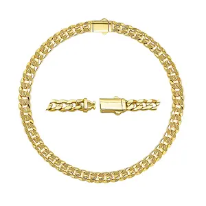 18K Gold Plated Concave Cuban Chain Anklet | Monaco Lock Clasp | No Extension Chain | 5.5mm | 9–12" Length | Made in Korea