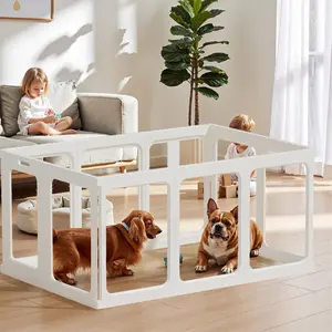 Gardner Pet Clear Acrylic Dog Playpen Planes Transparent Indoor Fence Sturdy Pet Pen for Puppy Small Dog Rabbit Pig Easy Assemble Cleaning Plastic Whelping Box Enclosure