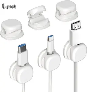 Cord Organizer Holder, 2026 New Desk Cable Management, Cable Clips Organize Phone Charging Cords Holder Organizer Neatly for Home Office Car Desk Nightstand (White, 8 Pack)