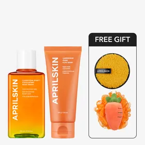 [APRILSKIN Official] Carrotene IPMP Body Care Duo for Textured & Rough Skin | Back to Smooth – Exfoliating Body Wash & Pore Refining Clay Mud Mask | Smooth Skin Body Care Routine - Control Excess Sebum + Purify pores