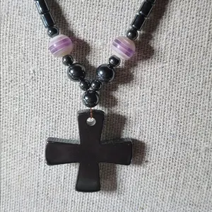 Hematite Necklace 18" & Cross pendant