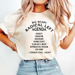 Big Scary Radical Left Agenda Shirt, Funny Political Graphic Tee, Social Justice Activist T Shirt, Retro Protest Humor Gift, Unisex Short Sleeve Tee