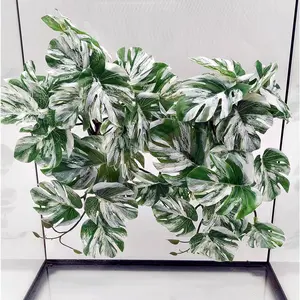 Reptile  for Terrarium, Amphibian Habitat Decor Artificial   with Suction Cup, Artificial  for Gecko Chameleon Snake Tortoise  Accessories. 2-Pack (Monstera)