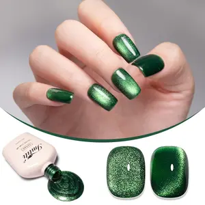 IMTITI Cat Eye Gel Nail Polish, 10ml Green Glitter Holographic Nail Polish with Magnet, Reflective UV Gel Cure Needed，Varnish with Long-Lasting High-Shine Finish outdoorfun