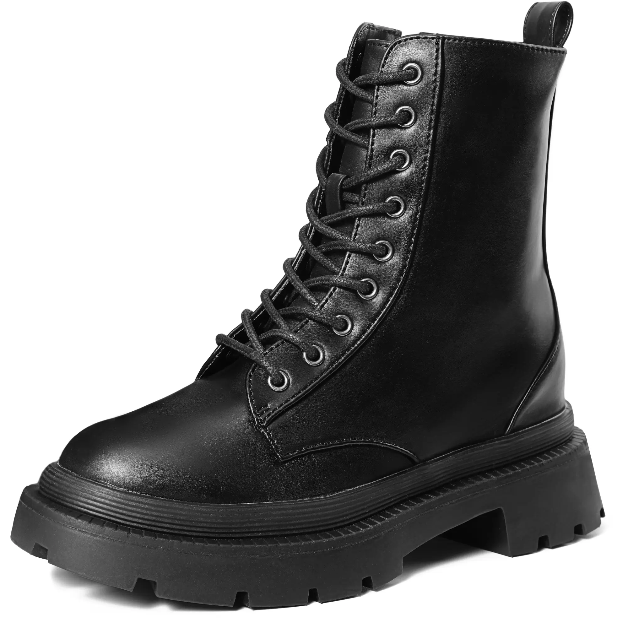 SHOESLOCKER Women's Classic Mid-Calf Boots in PU Leather, Round Toe Cuban Heel Design with Rubber Sole for Casual Daily Wear, Footwear, Plain, Walking Shoes, Comfortable Heels, Leather & Faux Leather