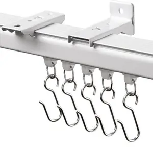 INOVADAY Curtain Slide Rails With Silent Strips, Ceiling And Wall-Mounted Curtain Rails, Three Types Of Hooks Are Available For Use In Bedrooms, Living Rooms And Bathrooms