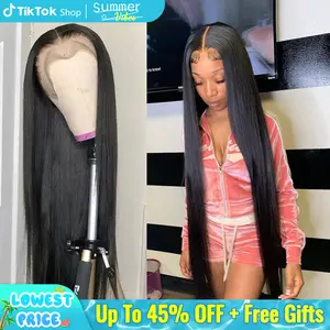 Bling Hair 13x6 Lace Straight/Body Wave Human Hair 180% Density Lace Front Wigs Real Hair Natural Color Pre Plucked Lace Frontal Wigs Brazilian Remy Lace Closure For Women TikTokShopBlackFriday