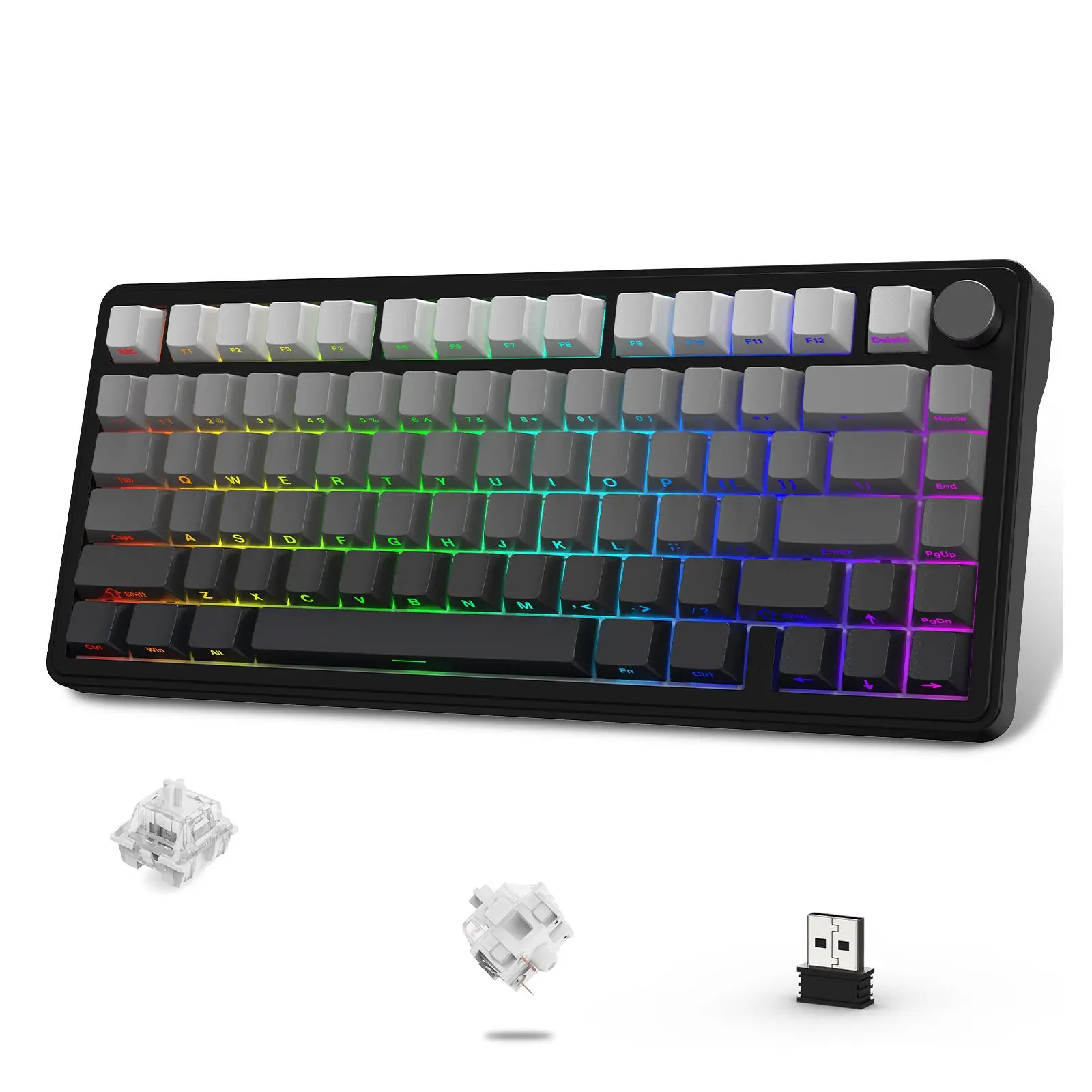 ATTACK SHARK X85 Wireless Mechanical Backlit Keyboard, TKL 82 Keys BT 5.0/2.4GHz/Wired Gaming Keyboard, RGB Hot Swappable Custom Keyboard for PC/Mac/PS4