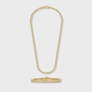 Iced Cuban Chain + Bracelet (14K Gold Plated) - 8mm