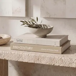 Set of 2 Aesthetic Decorative Fake Faux Book Boxes - Enhance Coffee Table Bookshelf Mantel Decor, Beautiful Faux Books for Modern Home Decoration, Photo Storage and Keepsake Box