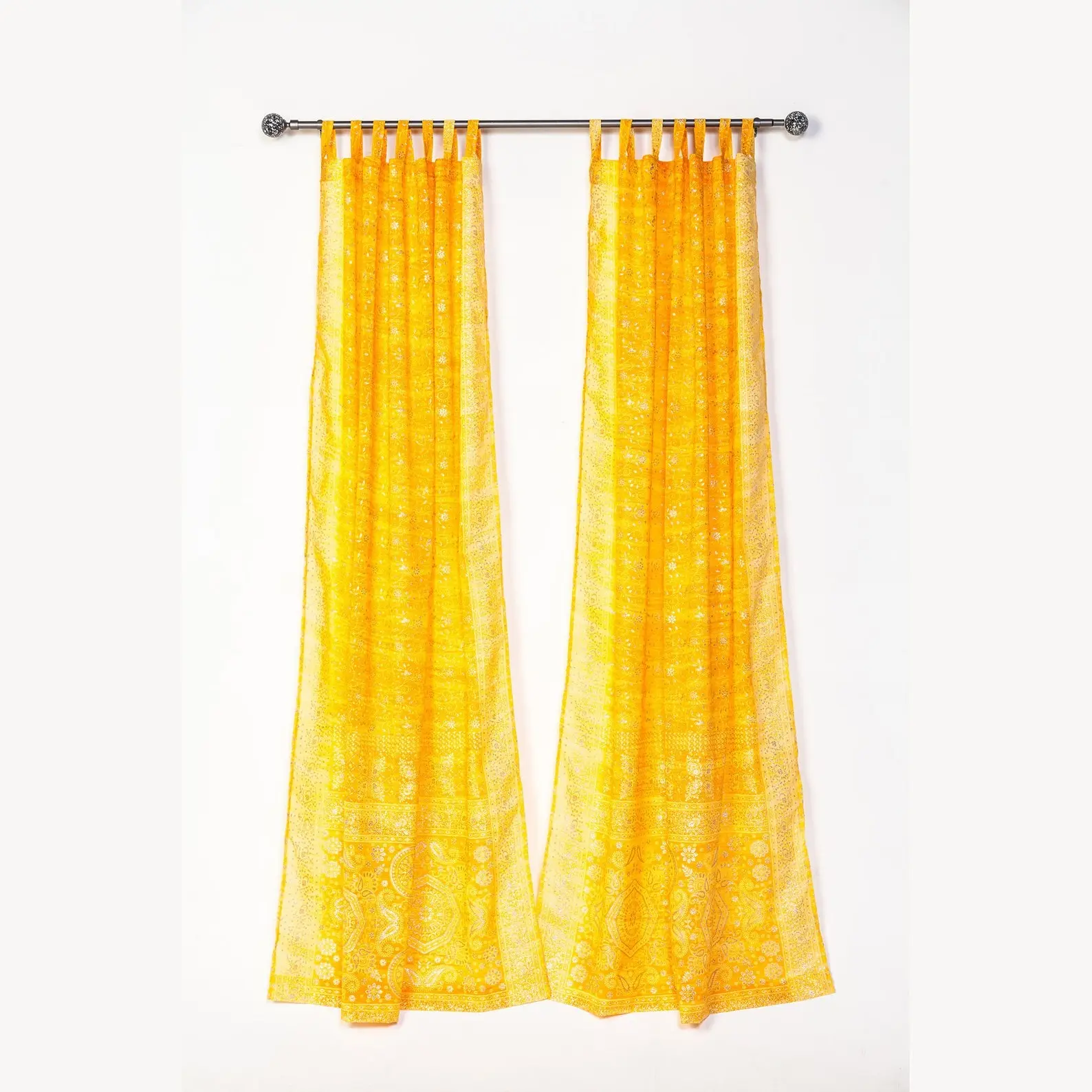 Light-Filtering Sari Curtains 84"/96"L Boho Curtains with Bed Canopy, Tapestry Window Treatment for Living/Bedroom