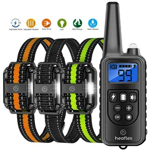 Black dog training collar with four training modes: electric shock,vibration,and buzzer.IPX7 waterproof rating,2600MHz signal range.Remote control collar.Anti-bark collar with electronic fence.Pet collar Heaflex