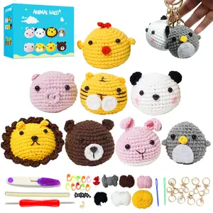 Animal Crochet Kit for Beginners, Beginner Crochet Kit for Adults with Step-by-Step Video Tutorials, DIY Crochet Animal Kits Kids Knitting Supplies Yarn Handmade Crafts Plushies