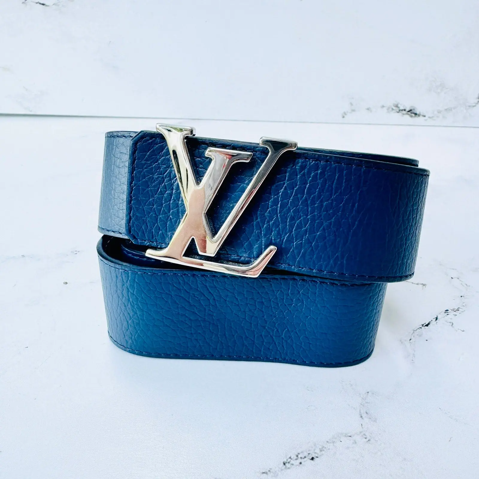 Pre-owned Louis Vuitton Size 95 / 38 Taurillon Leather Reversible Men's Belt