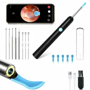 Portable HD Visual Ear Spoon Kit Wireless Bluetooth Connection Soft Silicone Tips Efficient Ear Wax Removal Visual Ear Pick, 6 LED Eye-Friendly Lights, Thin Safe Probe, For Adults Kids And Pets