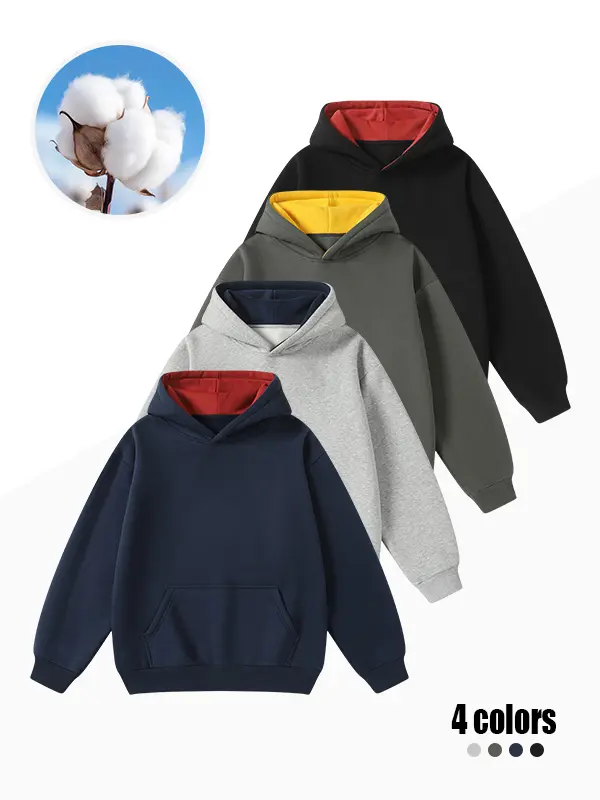 Men's color-block pullover hoodie sweatshirt with a built-in hood, relaxed drop-shoulder design, breathable and wrinkle-resistant, available in multiple colors