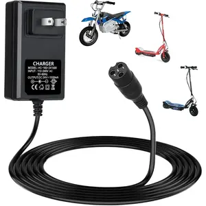 24V Electric Scooter Charger for Razor E300 E200 E150 E125 E100 MX350 Dirt Bike Pocket Mod Sports Mod Dirt Quad Motorcycle Razor Scooter Charger 3-Prong Inline Female Electric Battery Power