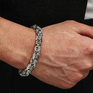 Stylish Hip-hop Punk Style Woven Multi-layered Circular Cuban Chain Stainless Steel Bracelet for Men, Perfect for Rock Parties and Accessories