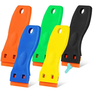 Plastic Razor Blade Set with 5 Pieces, Paint Removal Blades, Adhesive Remover Tool, Effective For Paint And Adhesive Removal On Car Surface, Car Window Glass Cleaning Accessories