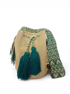 Shoulder bag Wayuu large unicolor tradicional crochet