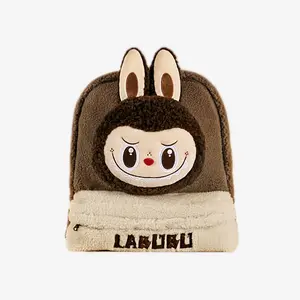 POP MART Labubu Classic Bag Series LABUBU Berber Fleece Backpack Brown AUTHENTIC