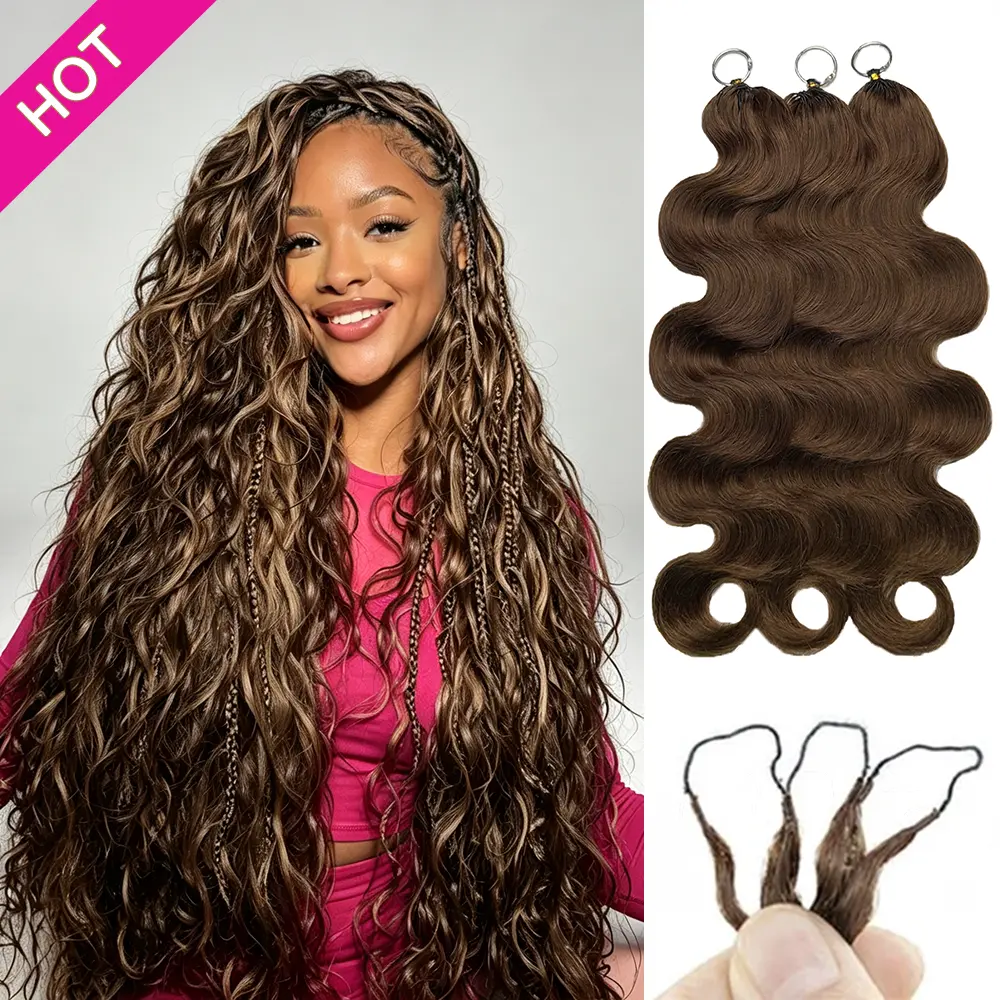 【New Color】Asakiss body wave #4 Chocolate Brown Crochet Human Hair Highlight Honey Blonde Crochet Human Hair for Miracle Knots Knotless Pre-Separated 50g/Pack 40 Strands/Pack Time-Saving 4-5 Packs for Full Head Summer Vacation Protective Styles