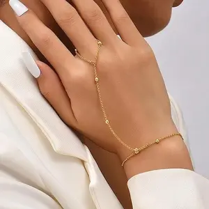 Dainty 18K Gold Plated Hand Chain | Minimalist Finger Ring Bracelet - Tarnish Free for Daily Wear & Gifts for Her, Non Tarnish Jewelry summervibes