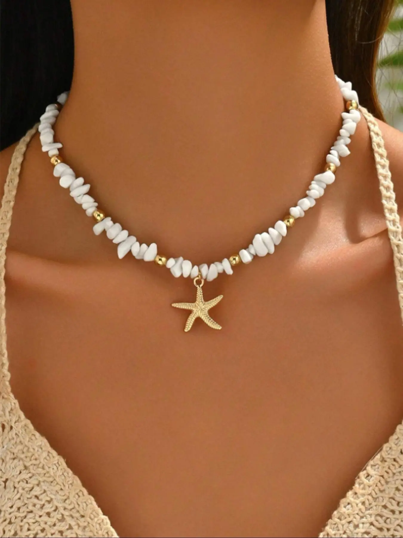 Boho Style Starfish Pendant Charms Necklace for Women & Girls, Fashion Jewelry for Party, Daily Clothing Decor, Trendy All-match & Exquisite Jewelry for Birthday Gift, Trendy Charm Necklaces, Beach Boho Necklace
