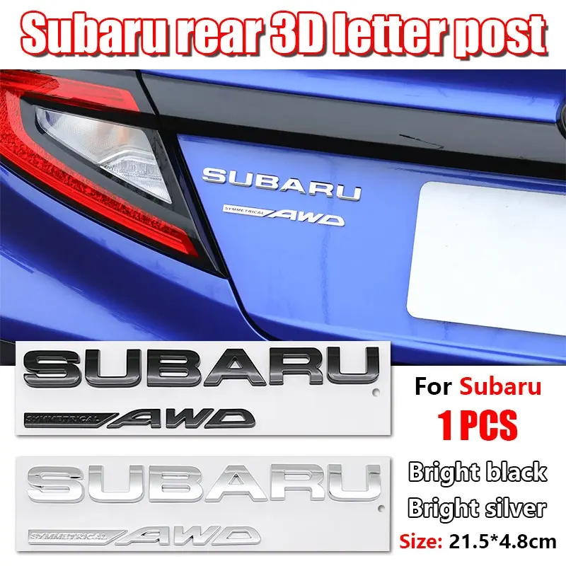 1pcs Subaru Car Letter Trunk Logo Sticker, Car Decals, Waterproof Scratch-Resistant Self-Adhesive Car Emblem, Compatible with Wrx, Xv, Forester & More