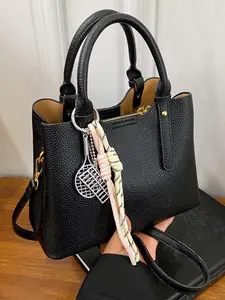 Women's Elegant Snakeskin Pattern Handbag, Fashionable Lychee Pattern Shoulder Bag with Top Handle, Casual Trendy Versatile High-quality Daily Commuting Bag, Commuter Bag, Elegant Bags