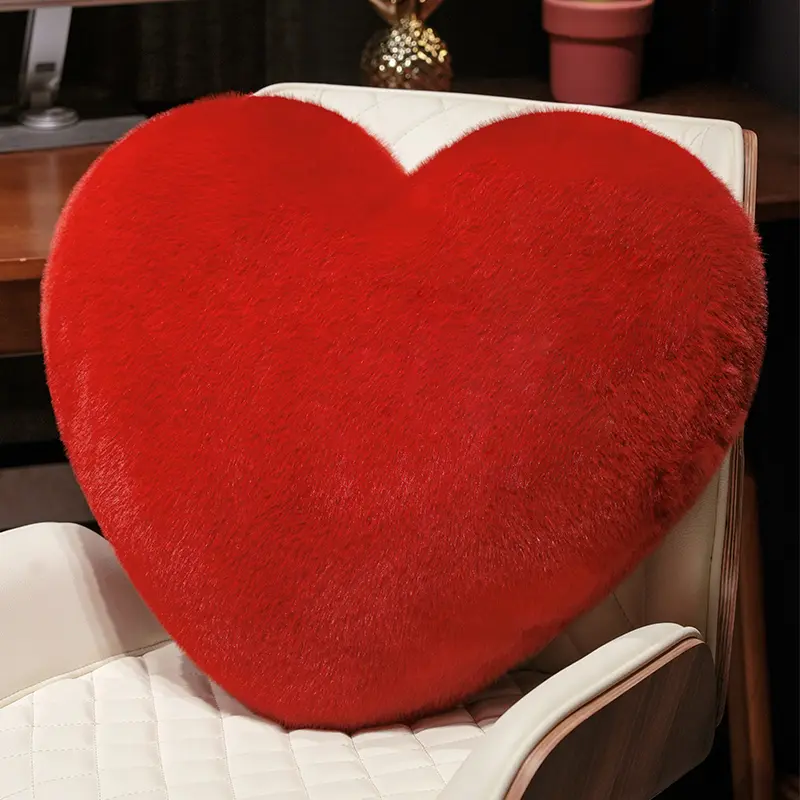 Heart Pillow with Pillow Core, Love Gift, Anniversaries, Romantic Touch, Large Heart Shape, Soft Sherpa Material, Room Décor, Decorative Cushion, Throw Pillows for Living & Bedroom, Indoor Decor, Soft Cushions