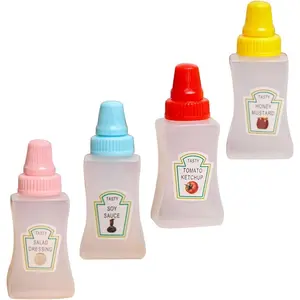 4 count Colorful Containers Bottle Sauce Salad Bottle Empty Portable  Multifunctional Honey Bottles Storage Mini Ketchup Bottles for bbq Outdoor Condiment Squeeze