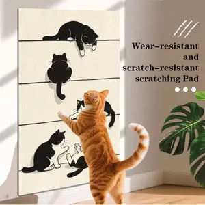 Durable Self-Adhesive Cat Scratcher Pad for Indoor Cats, Wall and Sofa Mountable, Vertical Scratcher, Claw Care Interactive Climbing Mat, Furniture Protector