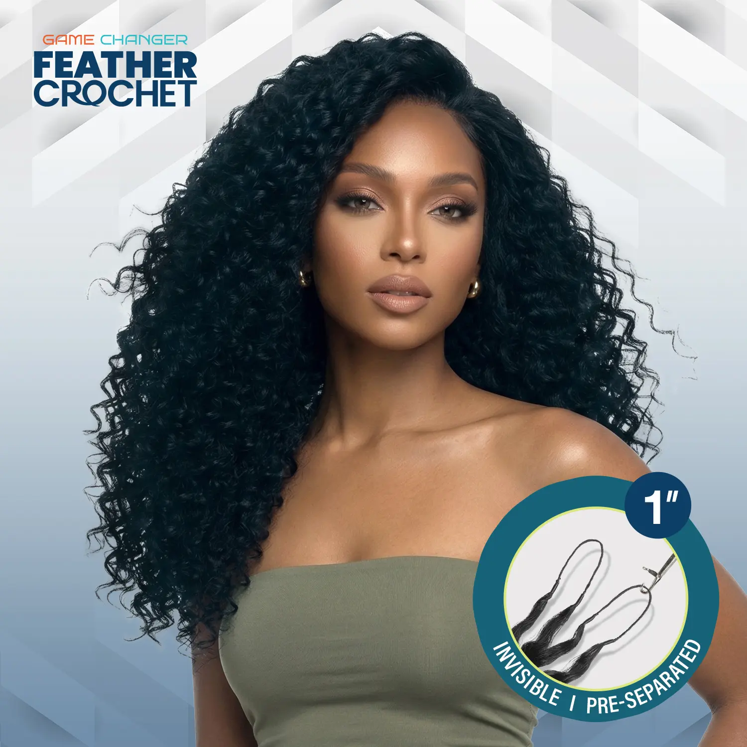 THE STYLIST 22" Long Water Wavy Wig, Feathered Crochet Style Human Hair Blend Hair Extensions for Women, Blended, 22 In Hair