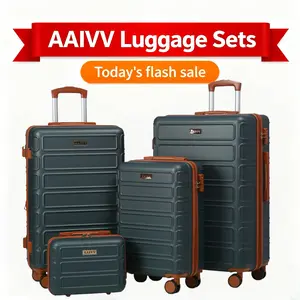 AAIVV 4-Piece Lightweight Expandable Rolling Luggage Set, ABS Hardshell Suitcase with TSA Lock & Double Spinner Wheels, 13/20/26/28in, for Kids' Summer Travel, Lightweight Luggage Set,summervibes