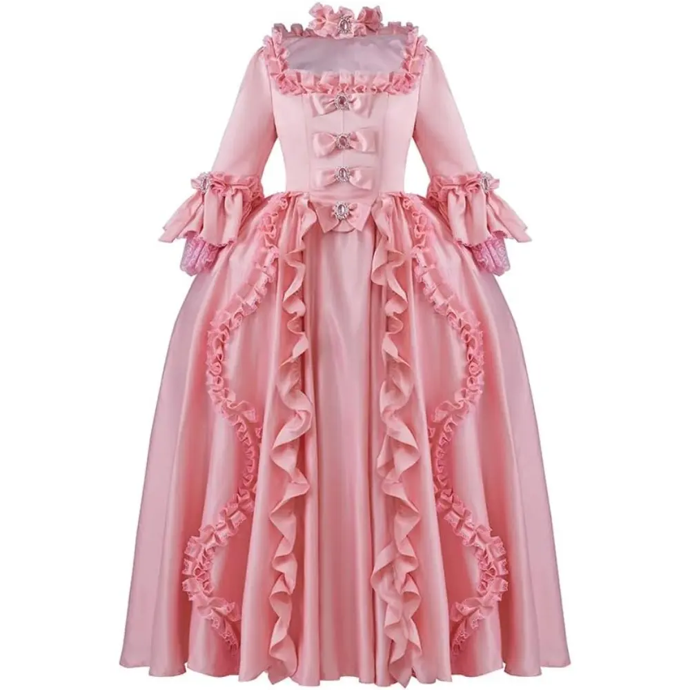 Women's Rococo Ball Gown, Elegant 18th Century Baroque Fashion Costume in Pink with Floral Lace for Marie Antoinette Parties & Theater, Accessories, Garment, Fit, Hip, Formal, Skirt, Comfortable, Polyester, 3Xl, Lacy, Clothes