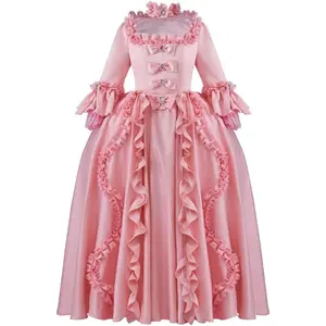 Women Rococo Costume Marie Antoinette Pink Princess Dress Court Ball Gown