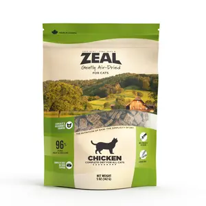 ZEAL 5oz Trial Cat Food Packs | Portable Air-Dried Grain-Free Healthy Dry Food | 96% High Protein Meat | Chicken & Salmon+Turkey Single & Double Flavor Packs for Easy Tasting & Travel