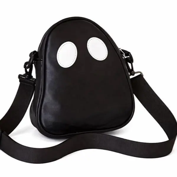 Ghost Purse - Black Crossbody Bag with White Eye Design, Adjustable Strap, and Secure Closure