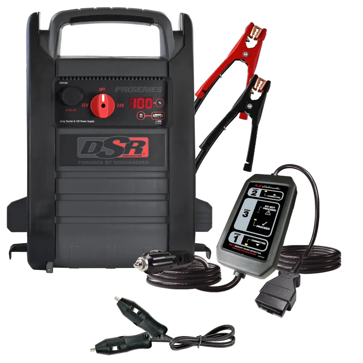 Schumacher Electric SCUDSR165C DSR Pro Series 2200 Peak Amp Jump Starter & Portable Power Station with Memory Saver & DC Male To Male 12V Connector