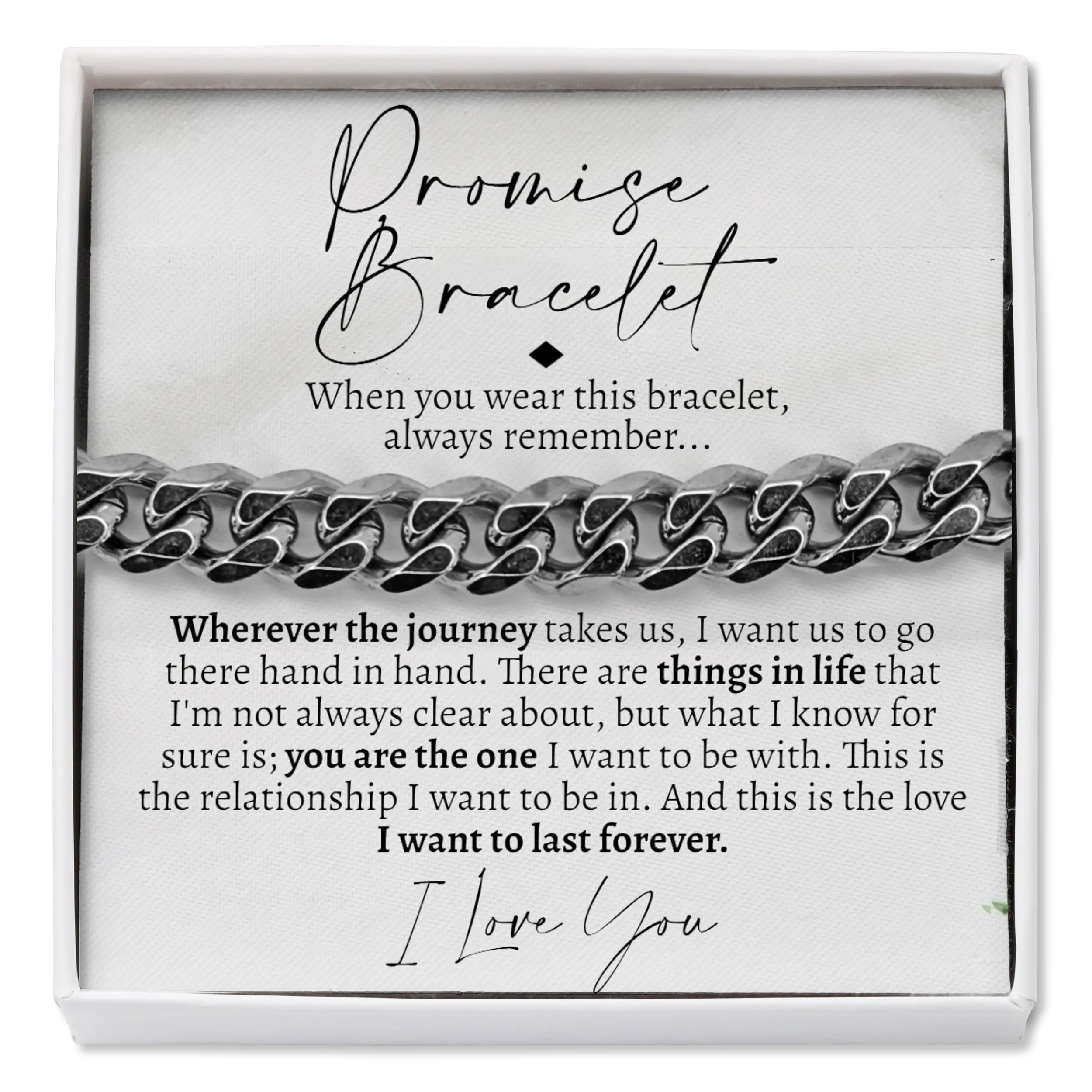 Love You This Much Promise Cuban Bracelet, Romantic Gift for Boyfriend, Appreciation Gift for Boyfriend, Cute Small Gift for Boyfriend, Thoughtful Boyfriend