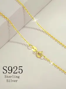 S925 Sterling Silver Chain Necklace, Unisex O-Shape Chain, 1mm Thin Chain, Casual Daily Wear, Spring & Fall, Perfect for Women and Men